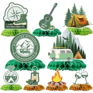 refavor camp bachelorette party decorations - 9pcs camping bachelorette party table decorations camping party honeycomb centerpieces bridal shower supplies bachelorette party decor outdoor