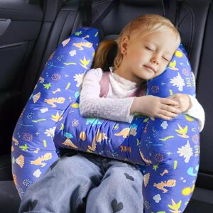 Kids' Travel Pillow Headrest Travel Pillow Cushion for Child Sleeping Neck Shoulder Support Cushion Pad Cartoon Anime for Baby (Dinosaur) Travel Neck Rest Car Seat Pillow for Children Sleeping