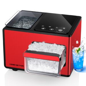 nugget ice maker countertop, 40lbs/24h, pebble ice maker with soft chewable ice, self cleaning sonic ice machine, stainless steel w/touch screen, compact design for home office bar party- red