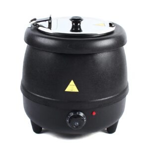 black commercial soup pot 400w 10 liter 110v electric commercial soup kettle countertop food warmer pot restaurant with stainless steel hinged lid detachable pot