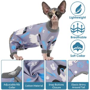 SUNFURA Cat Recovery Suit Full Body Suit, Cat Surgery Recovery Suit Female Kitten Onesie for Cats Anti-Licking, Pet Surgical Recovery Suit with Sleeves, Cat Spay Recovery Suit Male Neuter Grey-Blue L