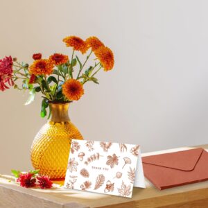 Whaline 36Pcs Fall Thank You Cards with Envelopes and Stickers Terracotta Autumn Leaves Greeting Cards Blank Note Cards for Fall Thanksgiving Supplies