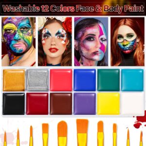 Halloween Makeup Liquid Latex SFX Makeup Kit Special Effects Makeup with Face Body Paint, Makeup Glue, Washable Fake Blood, Scar Wax, Paint Brushes for FX Clown Cosplay Costume Halloween Deco