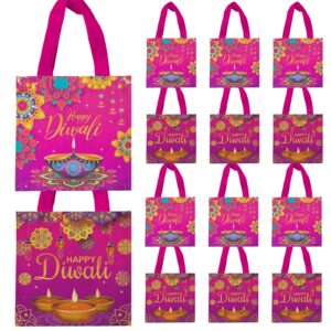 20 pcs happy diwali favor bags,treat candy goodie gift non-woven bags reusable for happy diwali party supplies festival of lights day gift packs snacks candy bags happy diwali party decorations