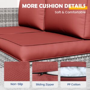 UDPATIO Outdoor Cushions for Patio Furniture, 4'' Replacement Cushions for Outdoor Furniture, Set of 4 Water-Resistant Outdoor Sectional Cushions for Sofa Couch Chair (Burgundy)