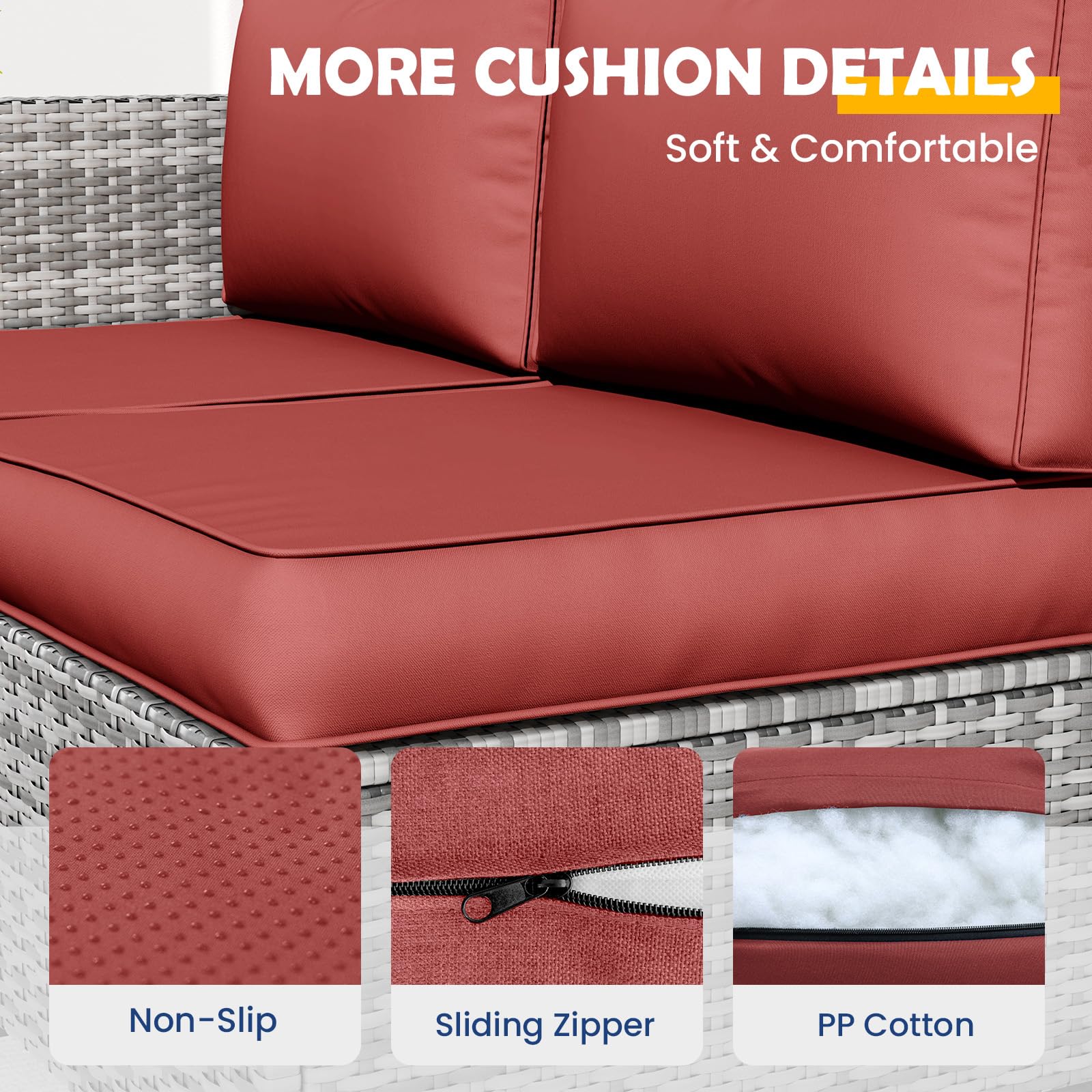 UDPATIO Outdoor Cushions for Patio Furniture, 4'' Replacement Cushions for Outdoor Furniture, Set of 4 Water-Resistant Outdoor Sectional Cushions for Sofa Couch Chair (Burgundy)