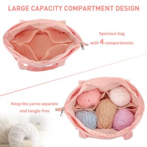 AGX Bravo Crochet Bag Yarn Holder Storage Crochet Organizer Knitting Tote Bags for Women Large Capacity Yarn Organizer for Crocheting Accessories, Knitting Needles Crochet Hook Case for Travel (Pink)