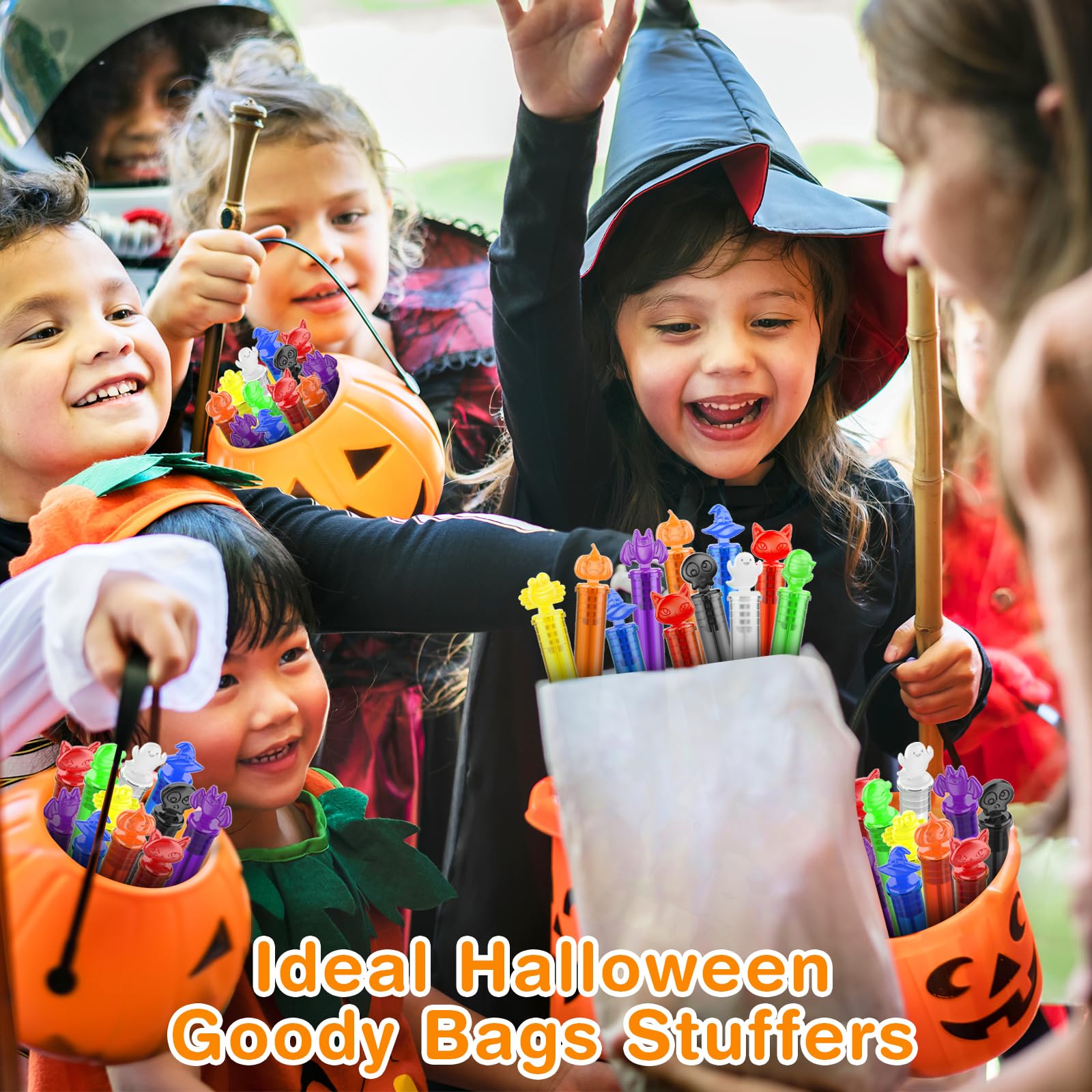 OleFun 200 Pcs Halloween Bubble Wands, Bulk Halloween Party Favors for Kids, Ideal Halloween Goodie Bag Stuffers, Treat Bags Fillers, School Classroom Prizes