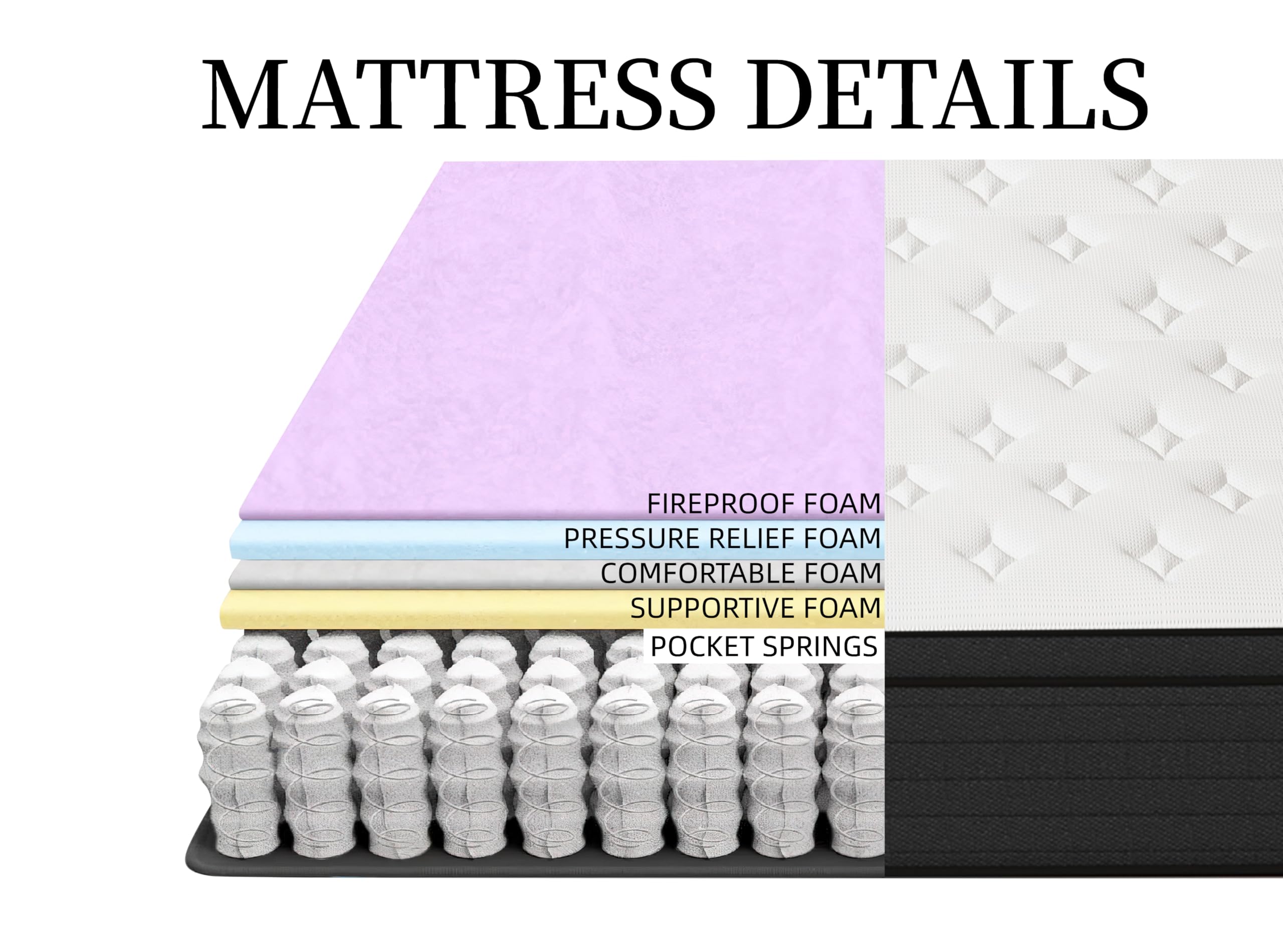 MRH King Mattress 12 Inch Hybrid Mattress Cooling Gel Memory Foam Mattress in a Box Individually Pocket Springs CertiPUR-US Certified Medium Firm Pressure Relief White Grey(King (U.S. Standard))