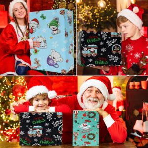 BOLIANNE Christmas Wrapping Paper for Kids Boys Girls - Funny Xmas Holiday Gift Wrap with Santa, Polar Bears, Horses for New Year Party - 6 Large Sheets, 27 x 37 Inch, High Gloss