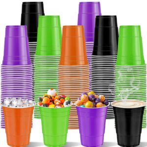 cssopenss 100 pcs halloween party cups 16 oz halloween plastic cups 16 oz halloween disposable cups set 4 styles for halloween party decorations & party supplies for beer/beverage/snacks/candies