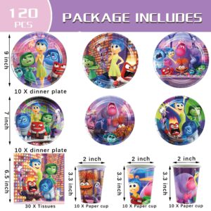 Inside Out Birthday Party Supplies,Inside Out Party Tableware Decoration.Inside Out Plates Napkins Tablecloth Kit for Inside Out Supplies