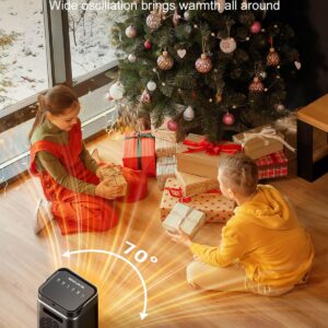 Homairate Small Space Heater, Portable Electric Heater with Remote,Thermostat, 4 Modes,70° Oscillation, 12H Timer, 1500W Fast Heating Ceramic Room for Home Bedroom, Office