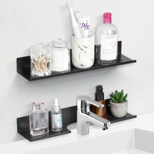 myityard over the sink shelf for bathroom kitchen, 2 pack wall mount anti-rust space aluminum floating shelves, sink storage organizer holder over the faucet (15.7" l × 3.9" w, black)