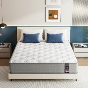 king mattress 12 inch, hybrid memory foam mattress with pocket springs, king mattress in a box, colchones king, medium firm, motion isolation, pressure relief, upgraded support, certipur-us