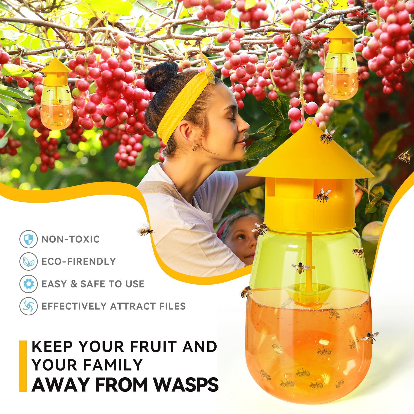 ITISBLTN 2 Packs Wasp Trap – Extra Large Yellow Jacket Trap Reusable Outdoor Hanging Ground Bee Wasps Killer Traps for Outside Garden, Patio, Backyard, Camping