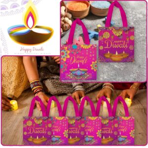 20 Pcs Happy Diwali Favor Bags,Treat Candy Goodie Gift Non-woven Bags Reusable for Happy Diwali Party Supplies Festival of Lights Day Gift Packs Snacks Candy Bags Happy Diwali Party Decorations