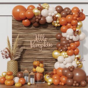 Friendsgiving Balloon Arch 152PCS Brown and Orange Balloons for Happy Friends Giving Thanksgiving Day Fall Party Decorations