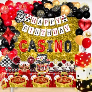 casino theme party decorations 132pcs casino party decorations casino night decorations casino birthday decorations casino decorations includes banner balloon box backdrop cake decorations tablecloth