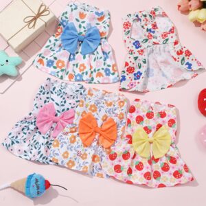 5 Pieces Dog Dresses for Small Dogs Girls Floral Puppy Dresses Pet Dog Princess Bowknot Dress Cute Doggie Summer Outfits Dog Clothes for Yorkie Female Cat Small Pets, 5 Styles (Fresh Style,Small)