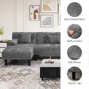 YITAHOME Sectional Couches for Living Room, U Shaped Sofa Chenille Modern Couch with USB & Type C Charging Ports Double Chaise and Comfy Upholstered, Grey