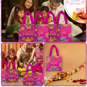 20 Pcs Happy Diwali Favor Bags,Treat Candy Goodie Gift Non-woven Bags Reusable for Happy Diwali Party Supplies Festival of Lights Day Gift Packs Snacks Candy Bags Happy Diwali Party Decorations