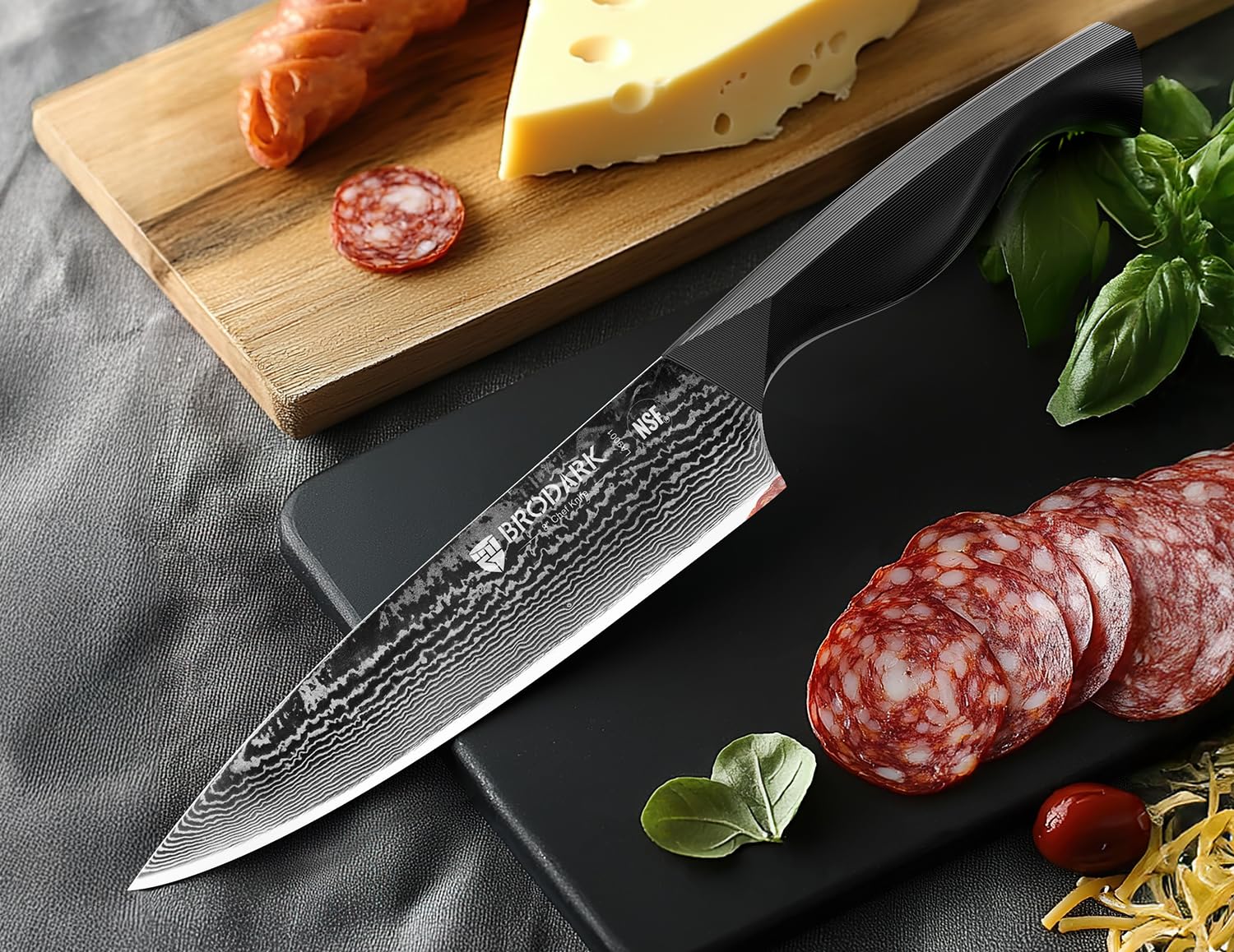 BRODARK Damascus Chef Knife 8 Inch - Ultra Sharp Kitchen Knife, Japanese Knife with Full-Tang Ergonomic Handle, Cooking Knife for Home, Restaurant (Dark Horse Series)