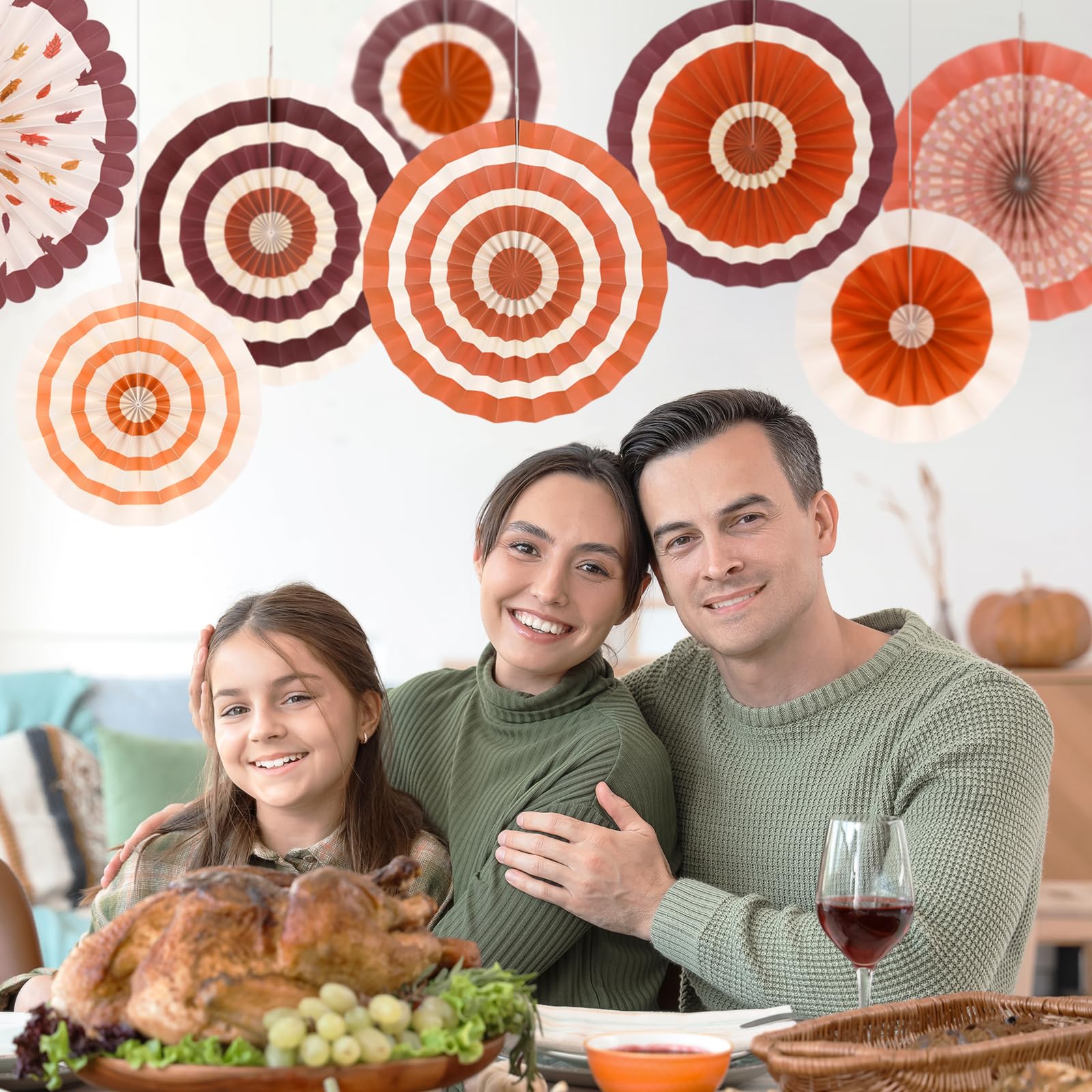 Thanksgiving Party Supplies Kit with Fall Party Decorations - Includes Elegant Autumn-Themed Paper Fans for Memorable Thanksgiving Decorations