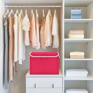 Storage Bins with Lid Cherry Red Toys Fabric Storage Basket Large Collapsible Organizers Bedroom Storage Boxes Cubes and Handles for Clothes Office Shelves