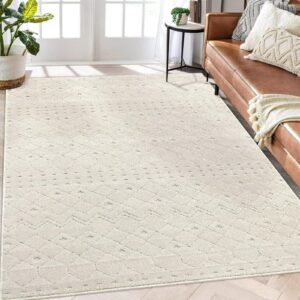 cozyloom area rug 3x5 shag entryway rug moroccan farmhouse area rug beige rug nursery decor non-slip boho textured rug non-shedding low pile area rug for living room bedroom dining room home office