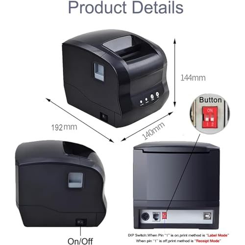 Thermal Label Maker, BT Thermal Shipping Label Printer, 80mm POS Receipt Printer with Auto Label Detection, Printing Width:76mm and Resolution 203DPI, for Home, Office & Small Business