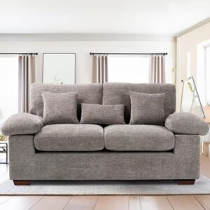 living room loveseat sofa couch, 73" love seat couch sofa, upholstered chenille living room sofa with extra 3 pillow, removable back cushion-lightgrey