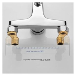 Zinc Alloy Basin Faucets Chrome Wall Mounted Hot Cold Water Dual Spout Mixer Tap for Bathroom Splitter Bath Shower Basin(Shower Base)