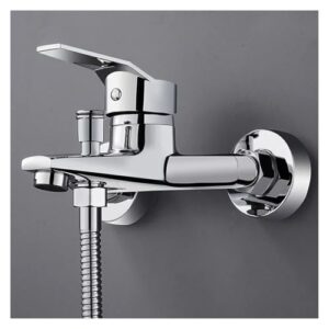 Zinc Alloy Basin Faucets Chrome Wall Mounted Hot Cold Water Dual Spout Mixer Tap for Bathroom Splitter Bath Shower Basin(Shower Base)