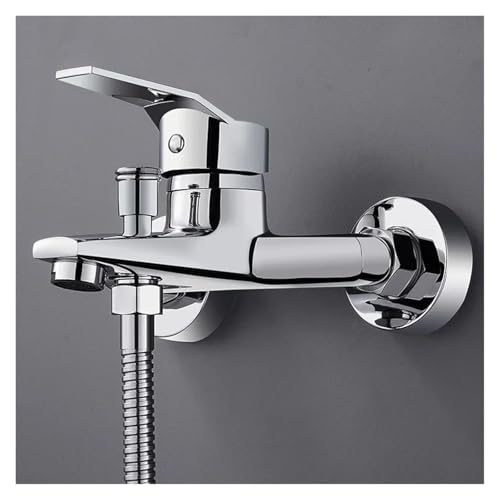 Zinc Alloy Basin Faucets Chrome Wall Mounted Hot Cold Water Dual Spout Mixer Tap for Bathroom Splitter Bath Shower Basin(Shower Base)