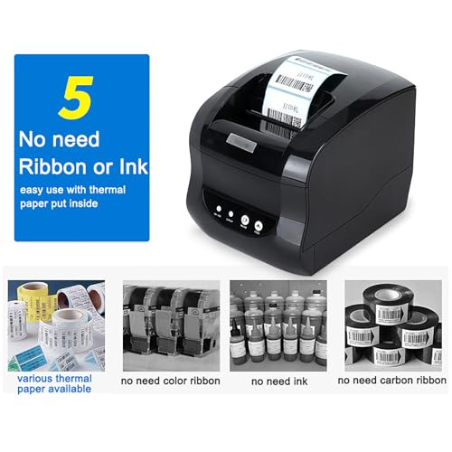 Thermal Label Maker, BT Thermal Shipping Label Printer, 80mm POS Receipt Printer with Auto Label Detection, Printing Width:76mm and Resolution 203DPI, for Home, Office & Small Business