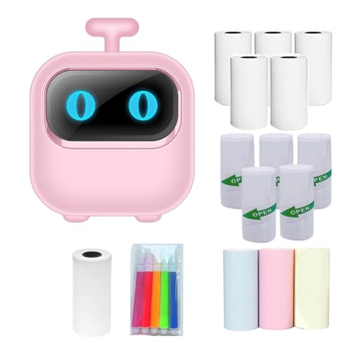 HXBER Mini Printer, Mini Pocket Printer Portable Thermal Instant Photo Printing Label Maker Machine BT Wireless Connect Compatible with Android or iOS APP Support Receipt Label Memo Sticker Notes