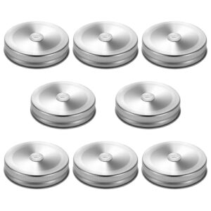 8pcs metal regular mouth mason canning jar lids with straw hole metal drinking lid decorative mason jar caps reusable stainless steel wide mouth mason jar lids for drinking food storage