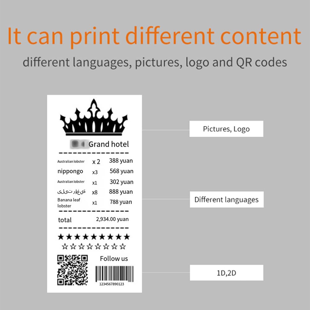 HXBER Thermal Printer, 80mm Embedded Thermal Printer Module with TTL+RS232+USB Connections Supports ESC/POS Commands 72mm Printing Width 180mm/s Speed Auto Paper Cutter Compatible with Windows Linux