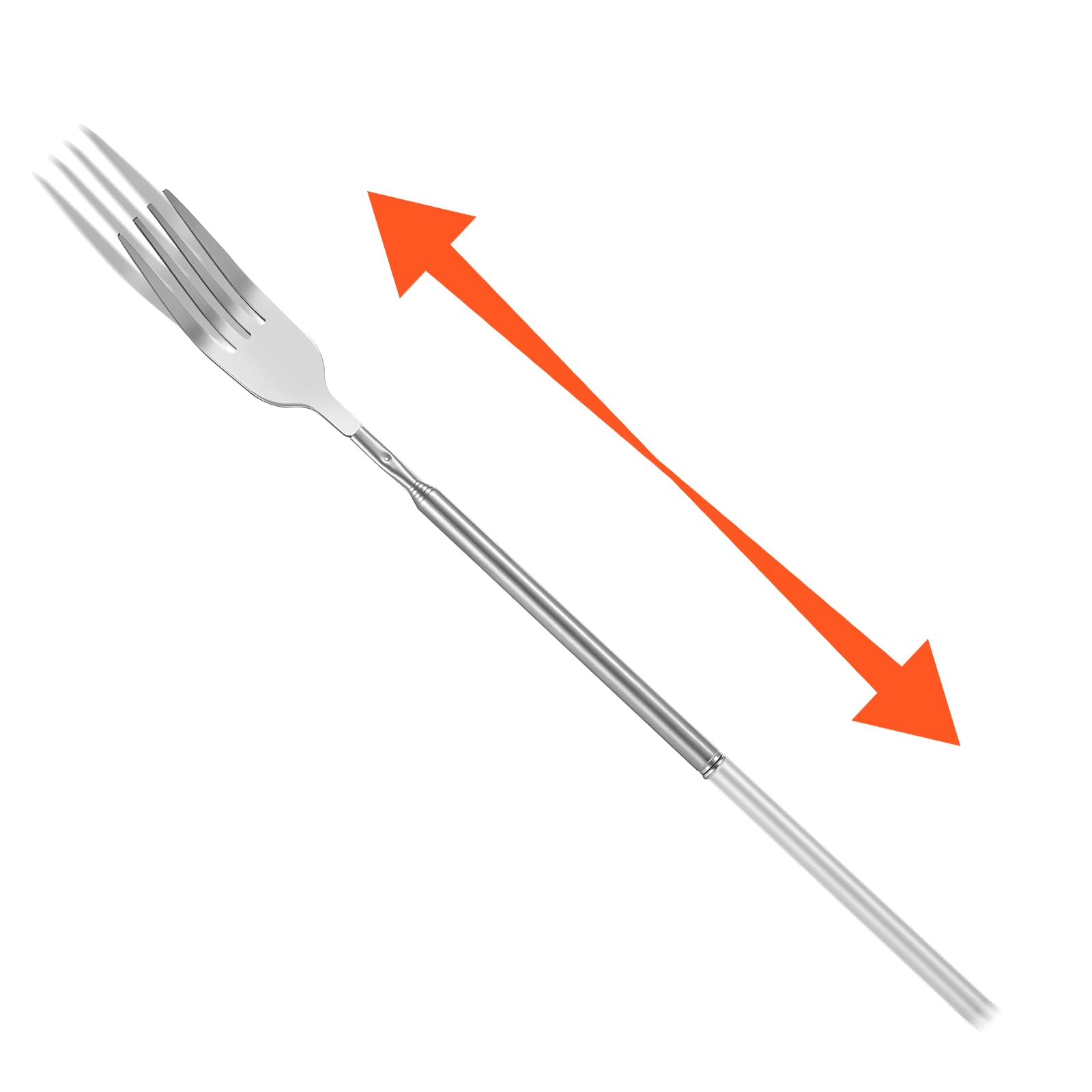 Gjinxi Telescopic Extendable Long Fork, Stainless Retractable Extended Telescoping Fork, Long Extension Dinner Forks for Eating, Extending Fork for Dinner Fruit Dessert Fork 8.6~25.6in (1pc)