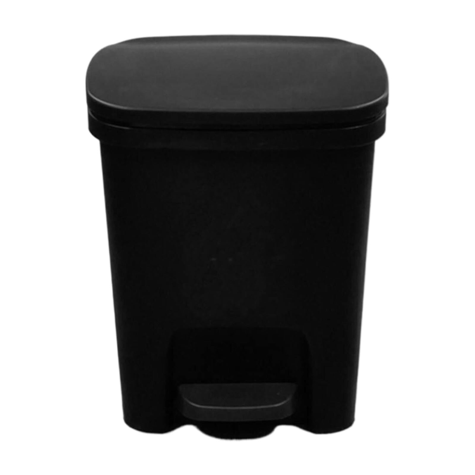 10l Trash Can Step-On Trash Can with Lid Plastic Kitchen Waste Bin Odor Protection Hands Free with Garbage Bag Rings (D)