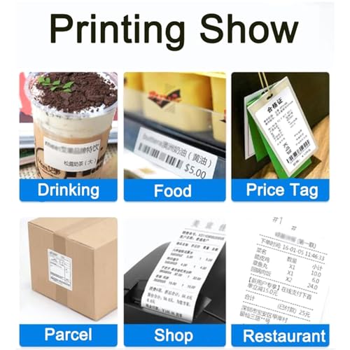 Thermal Label Maker, BT Thermal Shipping Label Printer, 80mm POS Receipt Printer with Auto Label Detection, Printing Width:76mm and Resolution 203DPI, for Home, Office & Small Business