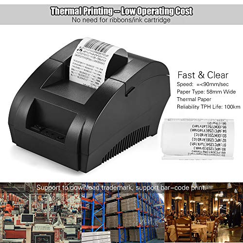 HXBER Thermal Paper, POS-5890K 58mm USB Thermal Printer Receipt Bill Ticket POS Cash Drawer Restaurant Retail Printing