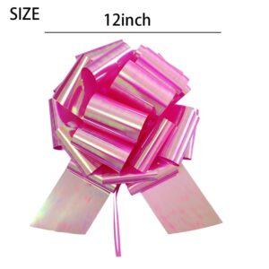 1Pcs 12Inch Giant Gift Bow Big Christmas Iridescent Metalic Bow Big Bow for Present - Perfect Large Gift Bow for Bikes,Appliances,Showers,Table Decorations & Events (Rose red)