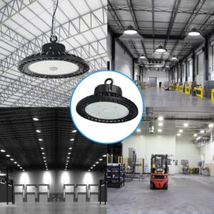 LEDMyplace UFO LED High Bay Light, 240W/220W/200W Adjustable, UFO Led Shop Lights, 36,000LM 4000K Cool White 0-10V Dimmable, 120-277V, Commercial Bay Lighting for Warehouse Factory Barn, Pack of 10