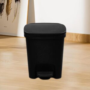 10l Trash Can Step-On Trash Can with Lid Plastic Kitchen Waste Bin Odor Protection Hands Free with Garbage Bag Rings (D)