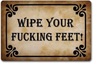 funny mat coloring entry rugs for inside house wipe your fucking feet bare feet sign welcome front door sign monogram kitchen rugs and mats non-slip mat cute bath rugs for bathroom indoor 16x24 inch