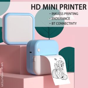 Photo Printer,HXBER Mini Thermal Printer Multifunction Portable Sticker Maker Instant Photo Inkless Printing Support BT Connection for Smartphone with 9 Paper Rolls 57mm + 5 Self-Adhesive Paper Rolls