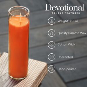 Simply Soson 2x8 inch Orange Devotional Unscented Candles in Glass Jar - 3 Pack - 90 Hours – Prayer Candle - Tall Pillar Candles for Religious, Memorials, Party Decor