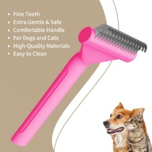 Dog Brush for Shedding cat deshedding grooming supplies for indoor short long hair pet dematting undercoat rake for brish poodle remove matted fur slicker best comb tool cepillo para perros. (Pink)